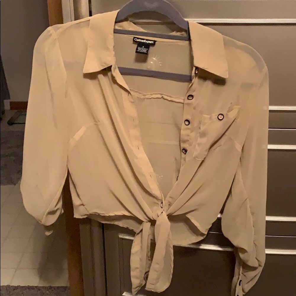 Front Tie button Down Midi Crop Top